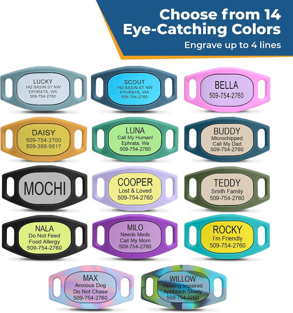 Silent Silicone Slide-On Pet ID Tag - Fits Most Collars