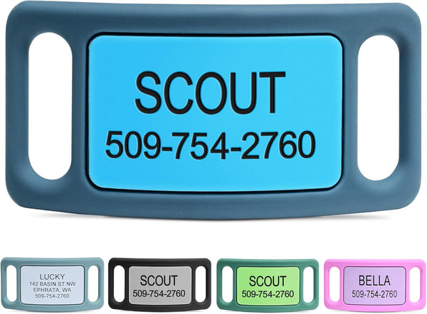 Silent Silicone Slide-On Pet ID Tag - Fits Most Collars