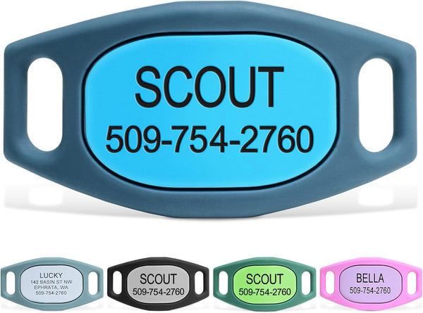 Silent Silicone Slide-On Pet ID Tag - Fits Most Collars