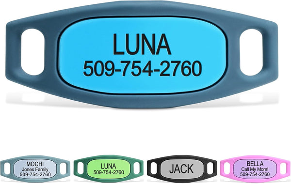 Silent Silicone Slide-On Pet ID Tag - Fits Most Collars