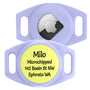 Front view of small Herbal Bloom AirTag holder showing engraved pet ID and snug silent slide-on silicone on white background