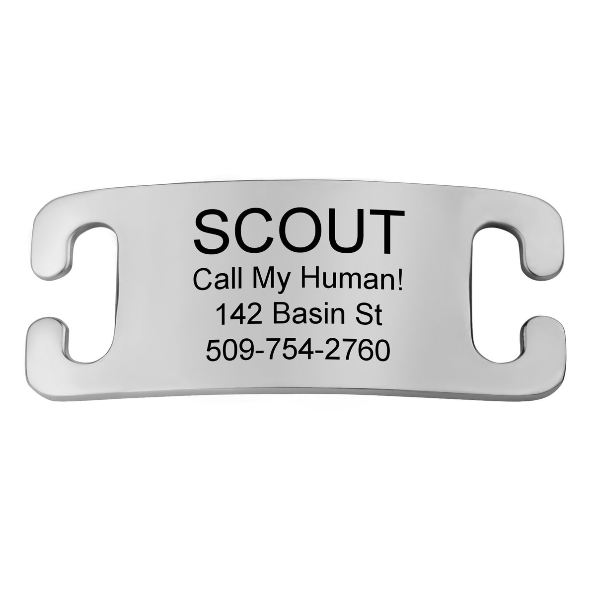 Silent Slide-On Pet ID Tag in Stainless Steel - Fits Most Collars