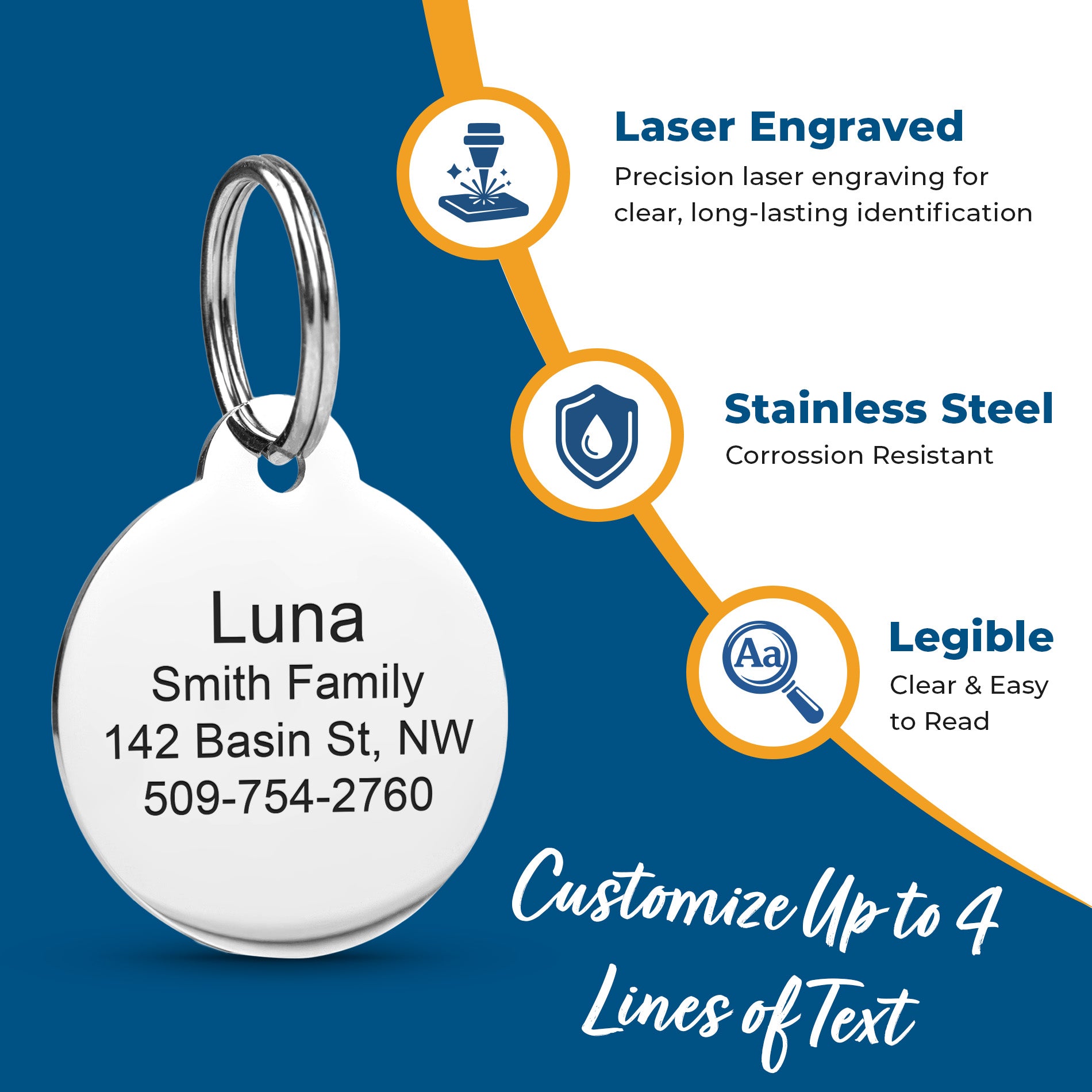 Swarovski Crystal Embossed Pet ID Tag - 6 Designs