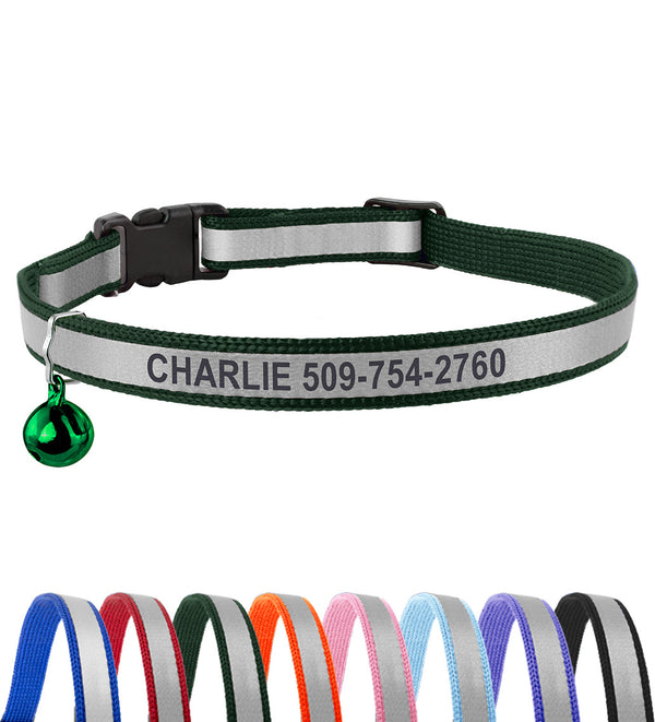 Personalized Engraved Reflective Cat Collar with Breakaway Buckle