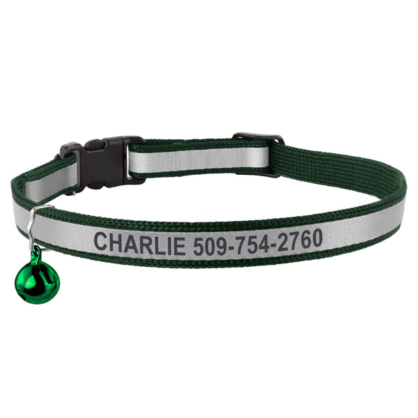 Personalized Engraved Reflective Cat Collar with Breakaway Buckle