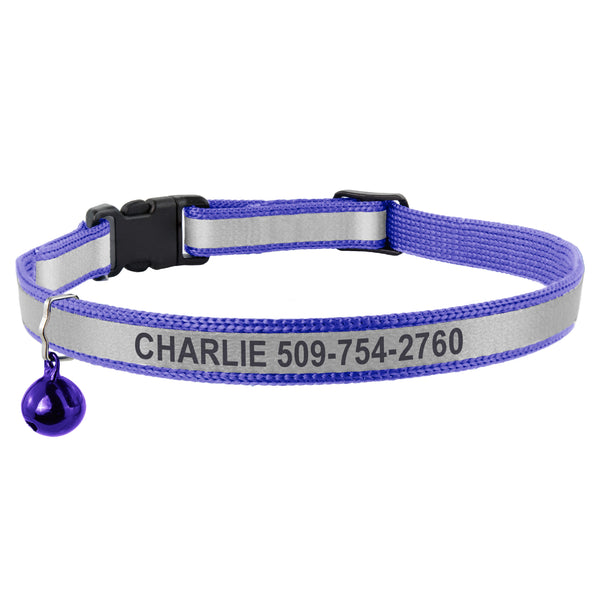 Personalized Engraved Reflective Cat Collar with Breakaway Buckle