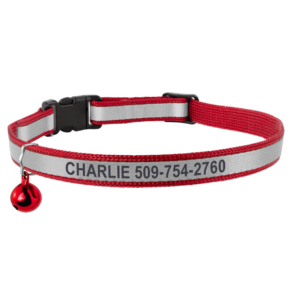 Personalized Engraved Reflective Cat Collar with Breakaway Buckle