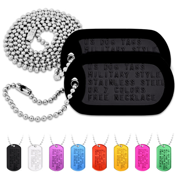 Embossed US Military Dog Tag Necklace Set
