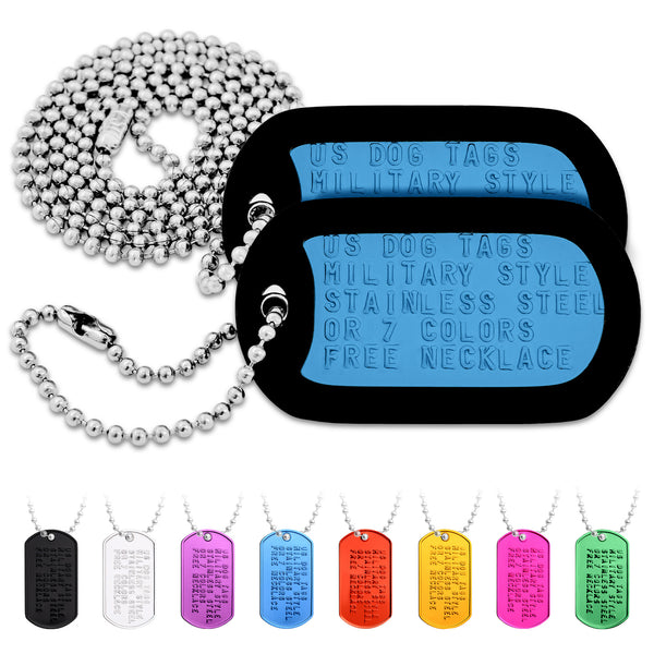 Embossed US Military Dog Tag Necklace Set