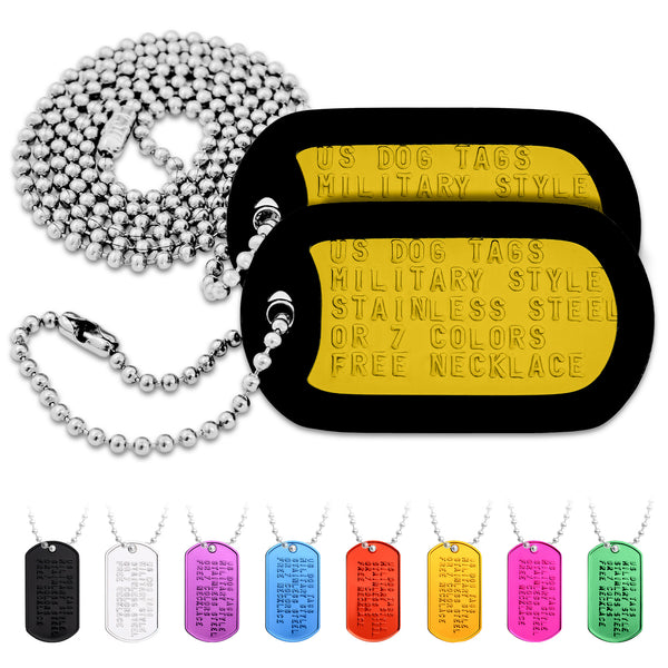 Embossed US Military Dog Tag Necklace Set