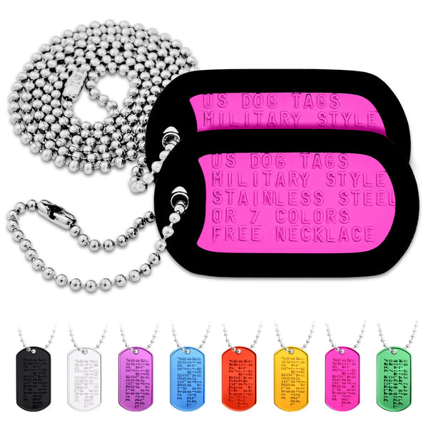 Embossed US Military Dog Tag Necklace Set