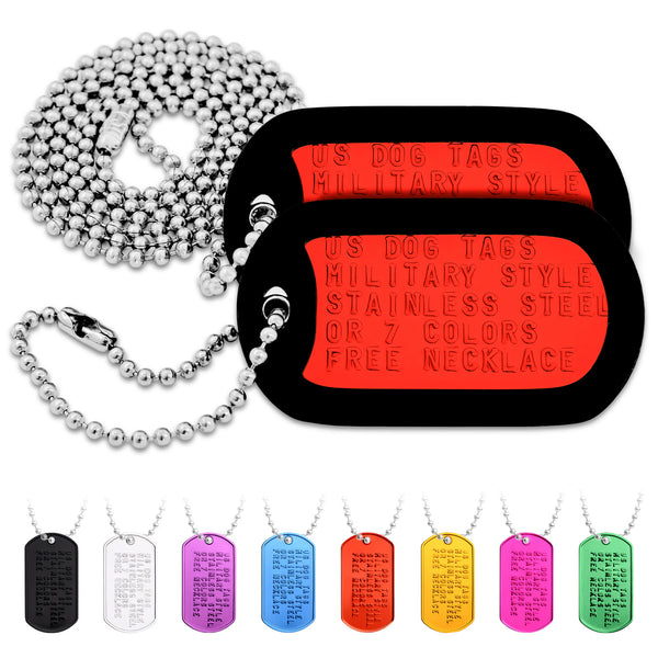 Embossed US Military Dog Tag Necklace Set