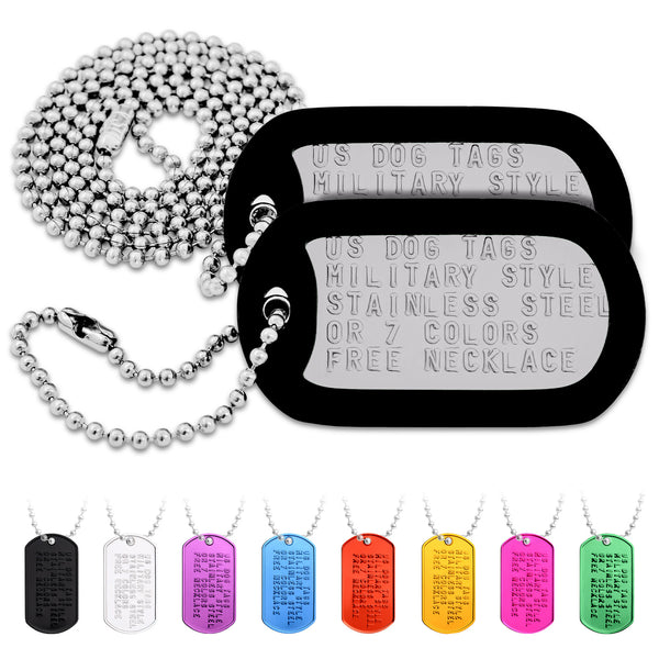 Embossed US Military Dog Tag Necklace Set
