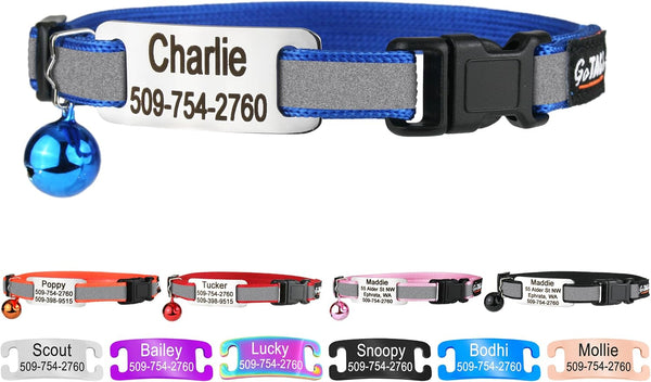 Personalized Reflective Cat Collar with Tag and Safety Buckle