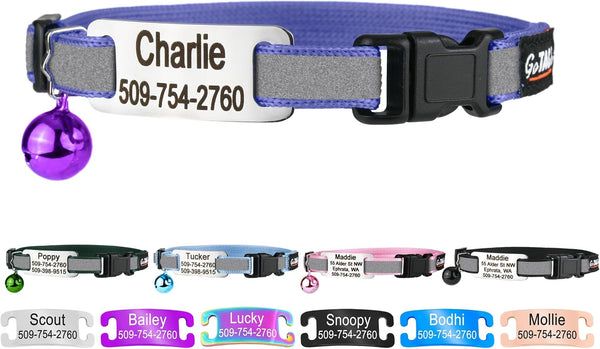 Personalized Reflective Cat Collar with Tag and Safety Buckle