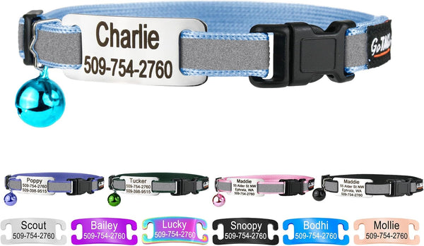 Personalized Reflective Cat Collar with Tag and Safety Buckle