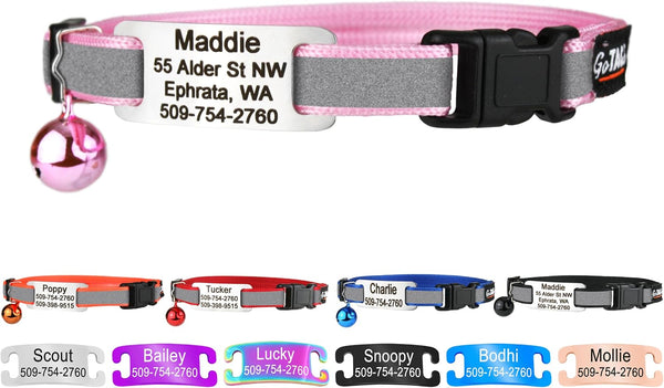 Personalized Reflective Cat Collar with Tag and Safety Buckle