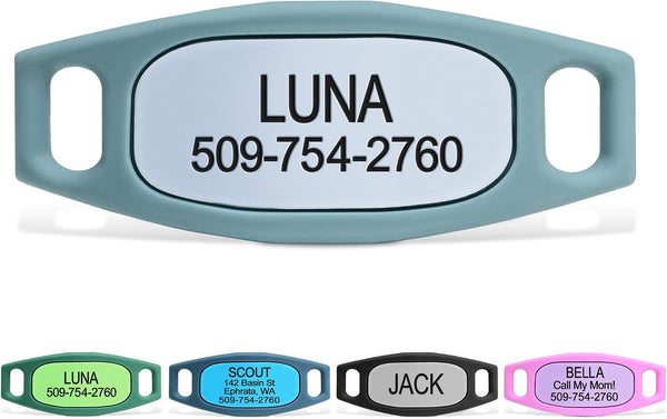 Silent Silicone Slide-On Pet ID Tag - Fits Most Collars