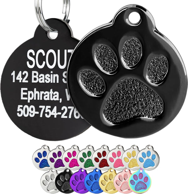 Glitter Paw Print Pet ID Tag