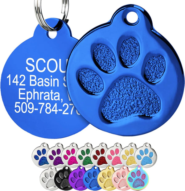 Glitter Paw Print Pet ID Tag