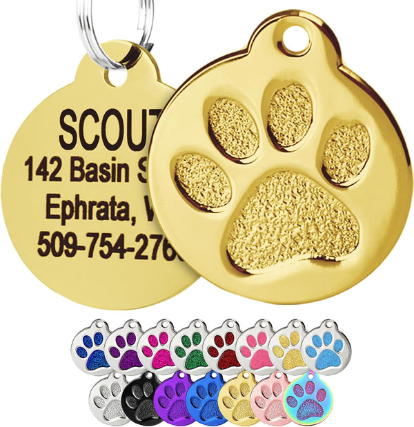 Glitter Paw Print Pet ID Tag