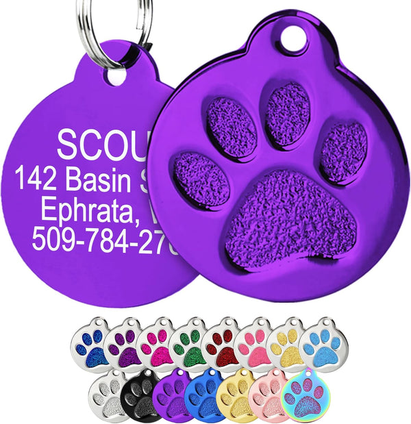 Glitter Paw Print Pet ID Tag