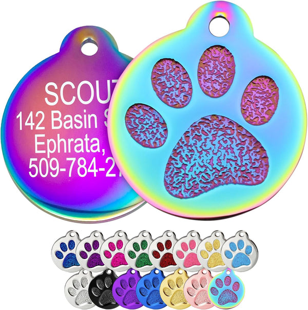 Glitter Paw Print Pet ID Tag