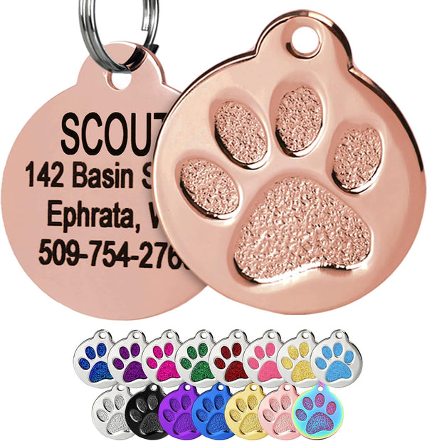 Glitter Paw Print Pet ID Tag