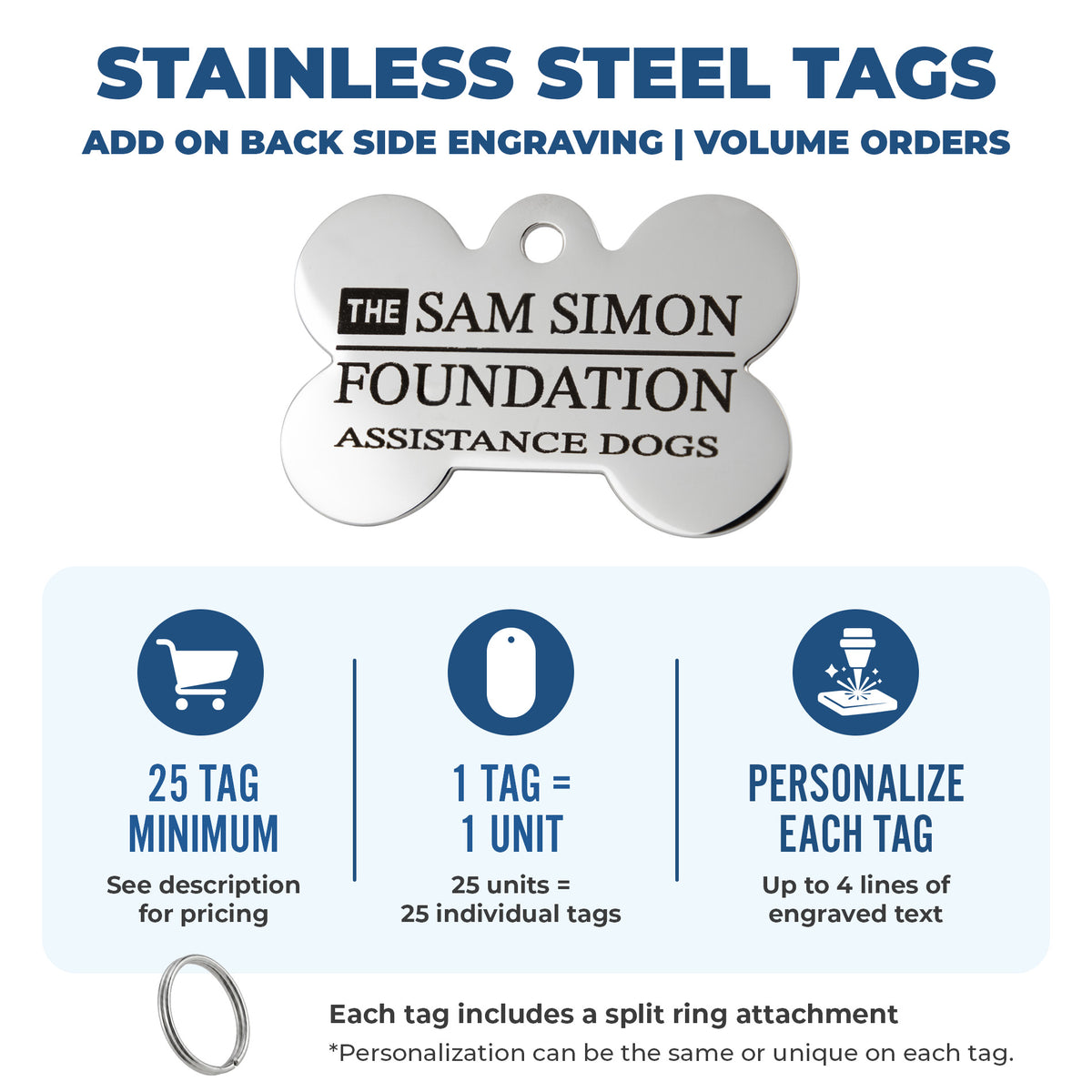 Custom Logo Stainless Steel Dog Tags - Volume Pricing