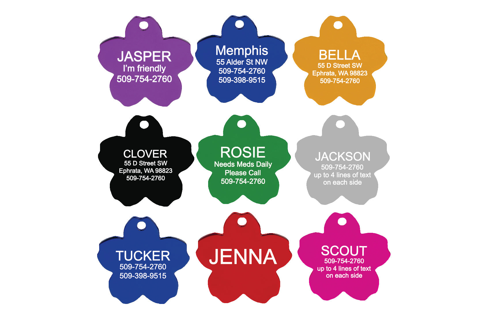 Flower Shaped Dog Tags | 8 Vibrant Colors – GoTags