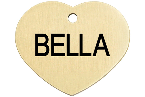 GoTags Brass Dog Tag, Personalized Dog ID Tag in Heart Shape Custom Engraved