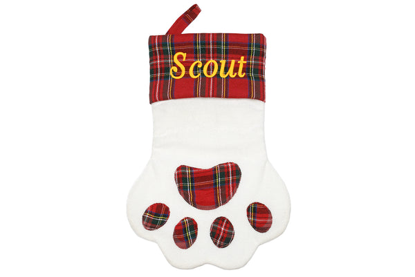 Paw Shaped Christmas Stocking for Pets, Personalized