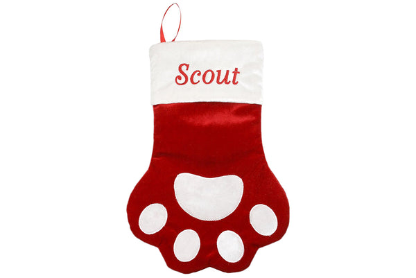 Paw Shaped Christmas Stocking for Pets, Personalized