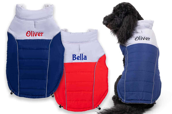 GoTags Dog Coat, Dog Puffer Vest Personalized with Name for Small Medium and Large Dogs
