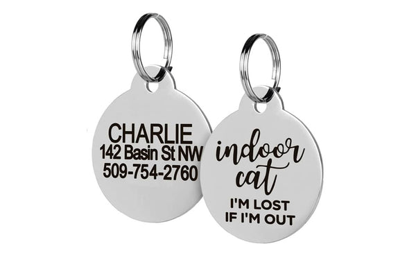 GoTags Indoor Cat Tag, Small Cat Tag Personalized, Stainless Steel Cat Tag
