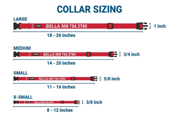 GoTags Adjustable Dog Collar Size Chart