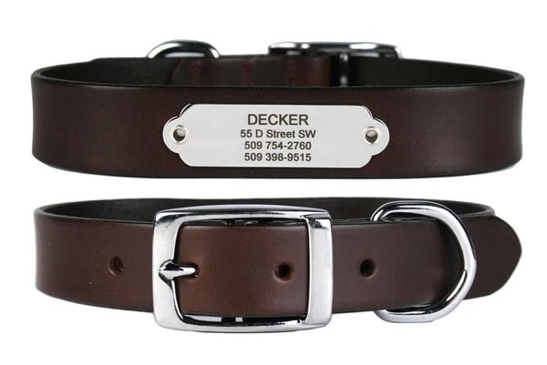 Personalized Custom Leather Dog Collar with Engravable Nameplate - Durable Name Tag Collar - Customizable Dog Collar - Comfortable ID Collars for