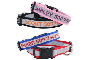 GoTags Embroidered Personalized Reflective Dog Collar with Name and Phone Number, Adjustable Collar with Quick Release Snap Buckle