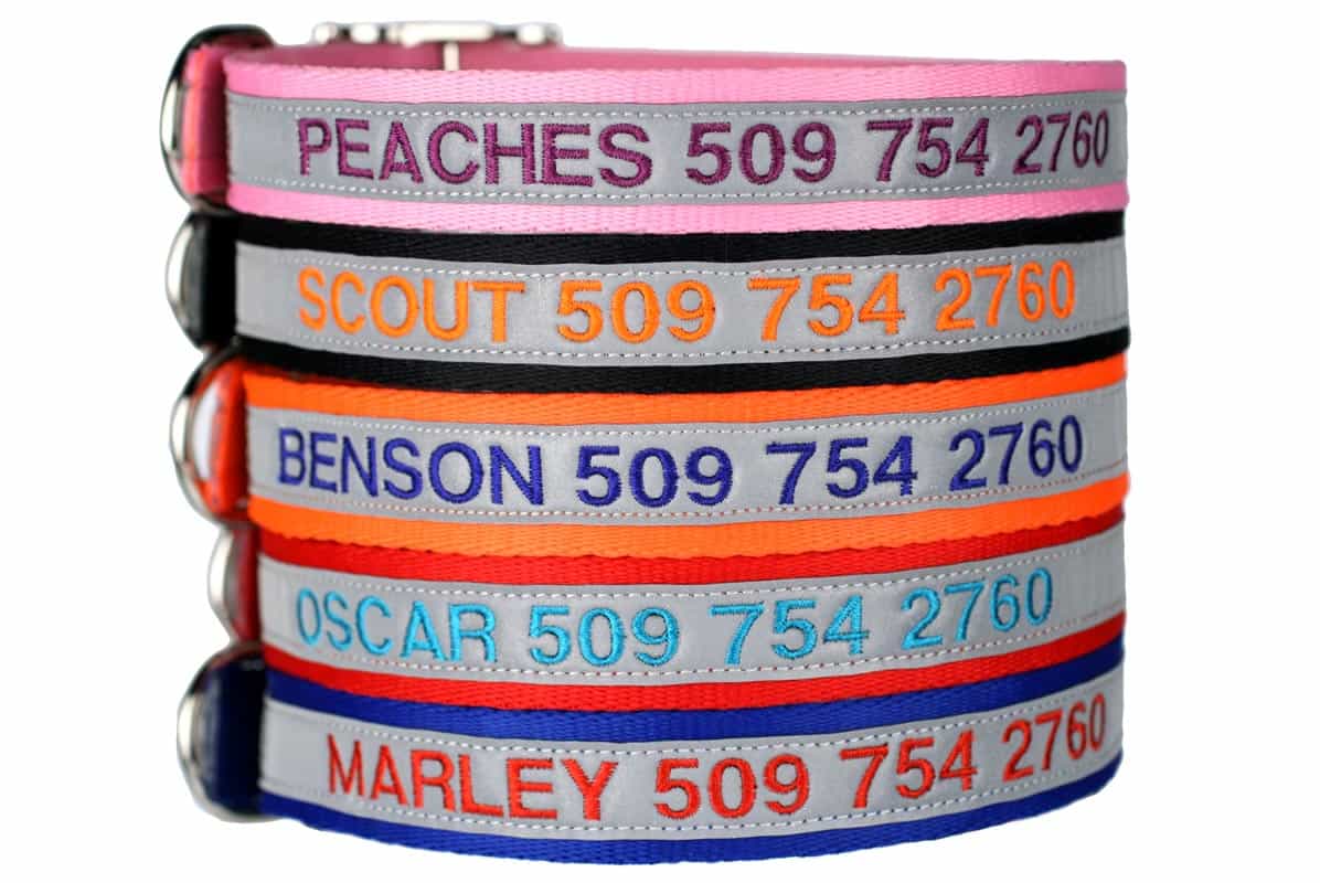 Personalized Reflective Dog Collars with Metal Buckle GoTags