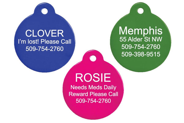 GoTags Round Pet Tags, Double Sided, Personalized, Engraved on 2 Sides