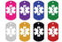 Front view of Personalized Medical Alert ID Tag showcasing eight colors and white Star of Life symbols on white background
