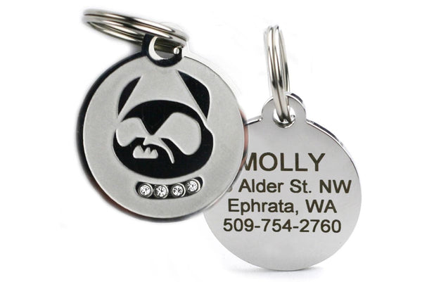 GoTags Personalized Stainless Steel Dog Tag with Swarovski Crystals