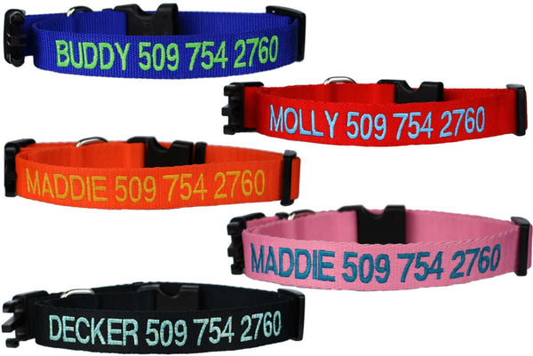 GoTags Personalized Dog Collars with Name, Custom Embroidered Dog Collars