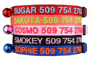 GoTags Personalized Cat Collars Embroidered with Cat Name and Phone Number, Breakaway Collar with Bell for Cats and Kitens