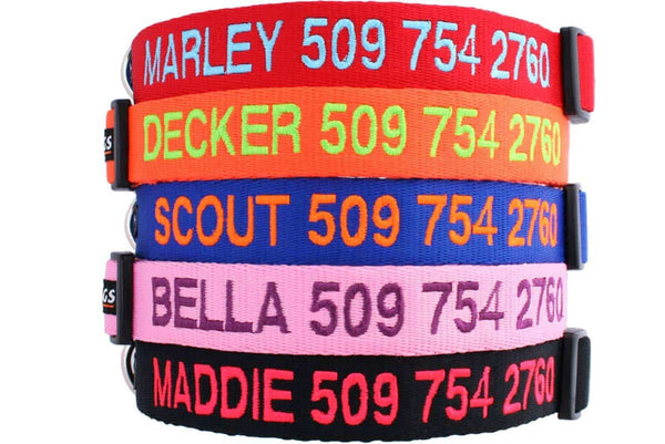  GoTags Reflective Personalized Dog Collar, Custom Embroidered  with Pet Name and Phone Number in Blue for Boy and Girl Dogs, 3 Adjustable  Sizes, Small, Medium, and Large : Everything Else