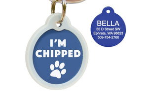 GoTags I'm Chipped Microchipped Pet ID Tags, Personalized and Engraved Dog Tags
