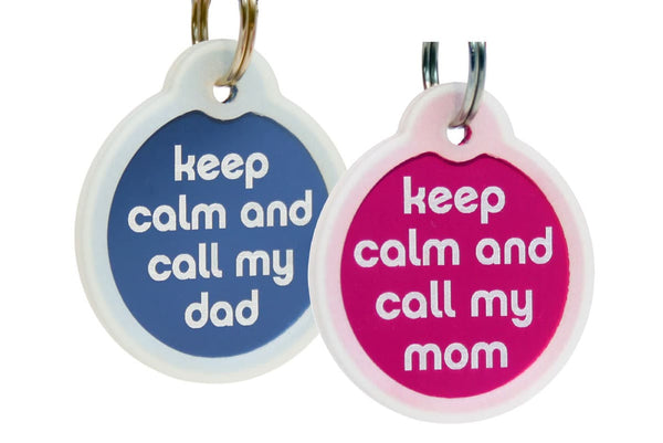 GoTags Keep Calm and Call My Mom Dad Pet ID Tags Personalized Engraved