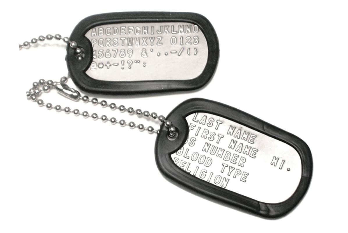 what information should be on a military dog tag