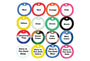 16-color dog tag silencer swatches including solid colors, camo patterns, American flag, and glow-in-the-dark options