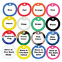 16-color dog tag silencer swatches including solid colors, camo patterns, American flag, and glow-in-the-dark options
